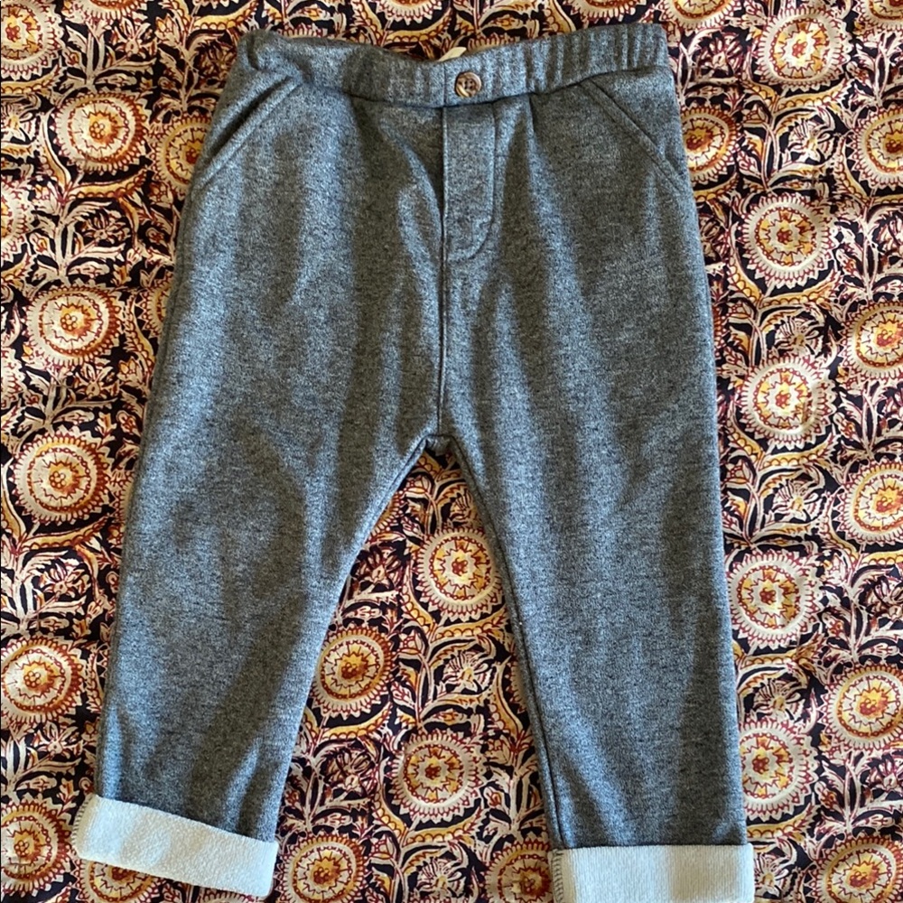 H&M fleece lined trouser sweat pant gray 3t elastic waist pull on